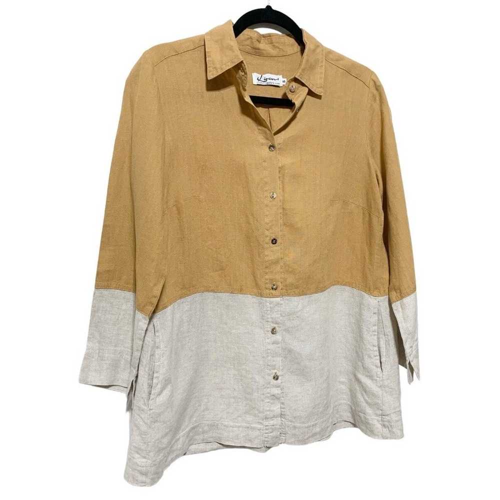 I Linen Lifestyle Classic Button Down Two Tone Ca… - image 3