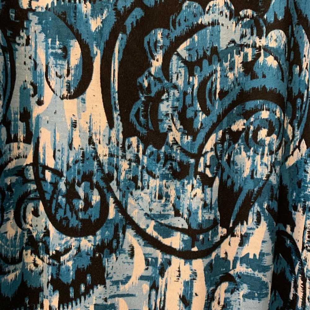 #597 - Ruby Rd. Blue & Black Abstract, 3/4 Sleeve… - image 4