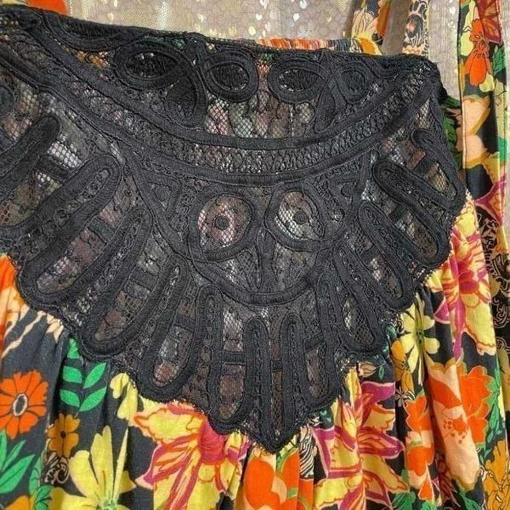 Free People Bali Moroccan Flowers Black Colorful … - image 3
