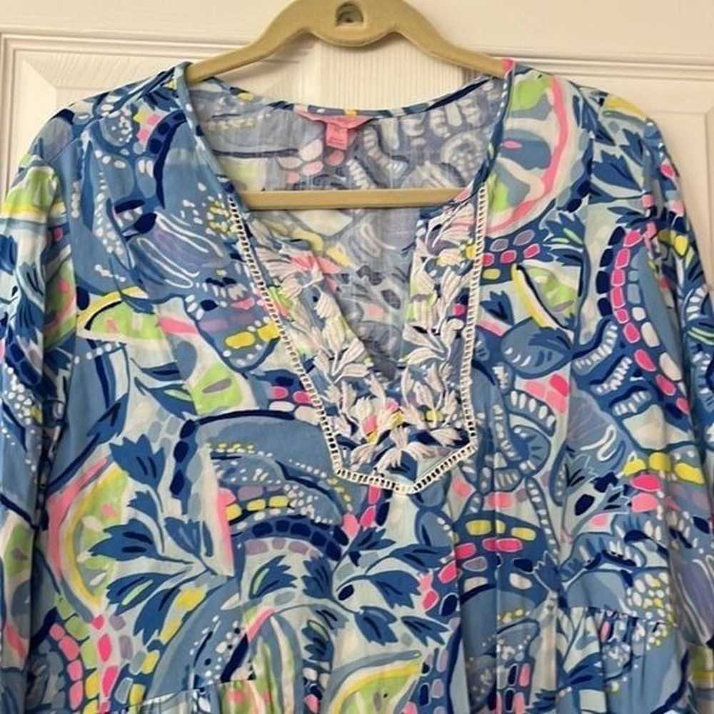 Lilly Pulitzer Lyndsea Tunic Top Blue Peri Size M… - image 2