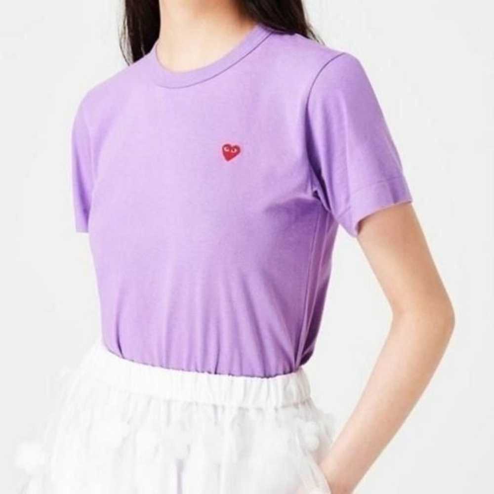 Comme des Garcons PLAY Purple Small Heart Embroid… - image 1