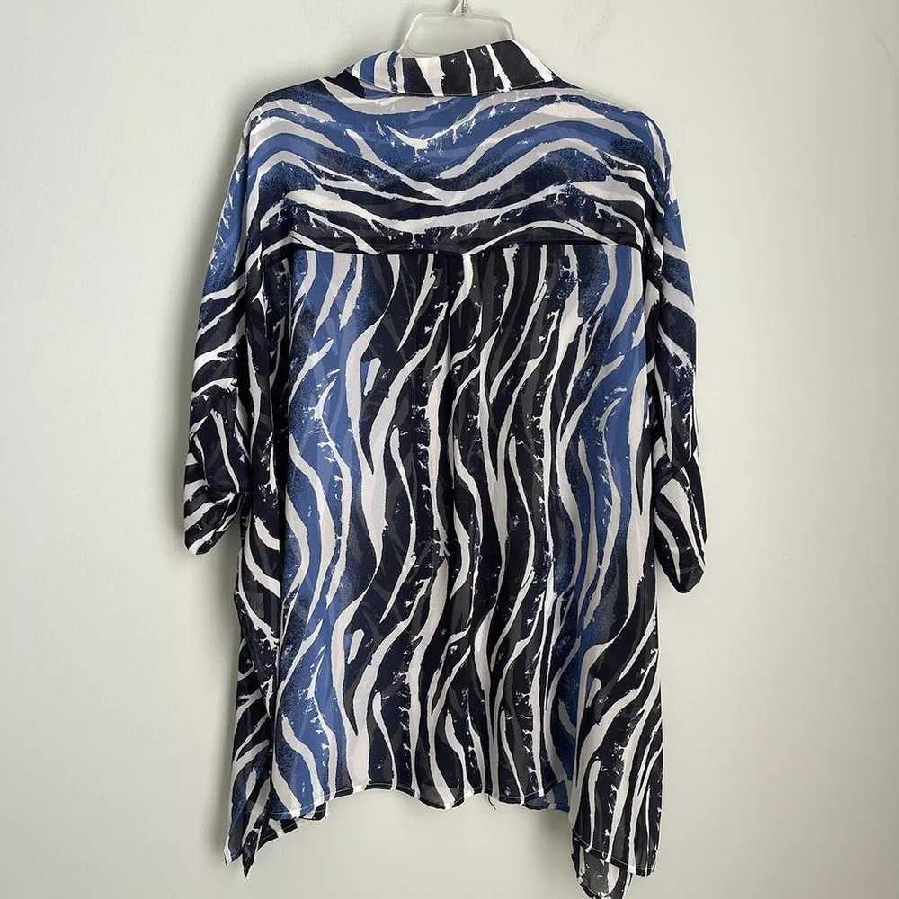 IC by Connie K Blue Sheer Animal Print Oversized … - image 4