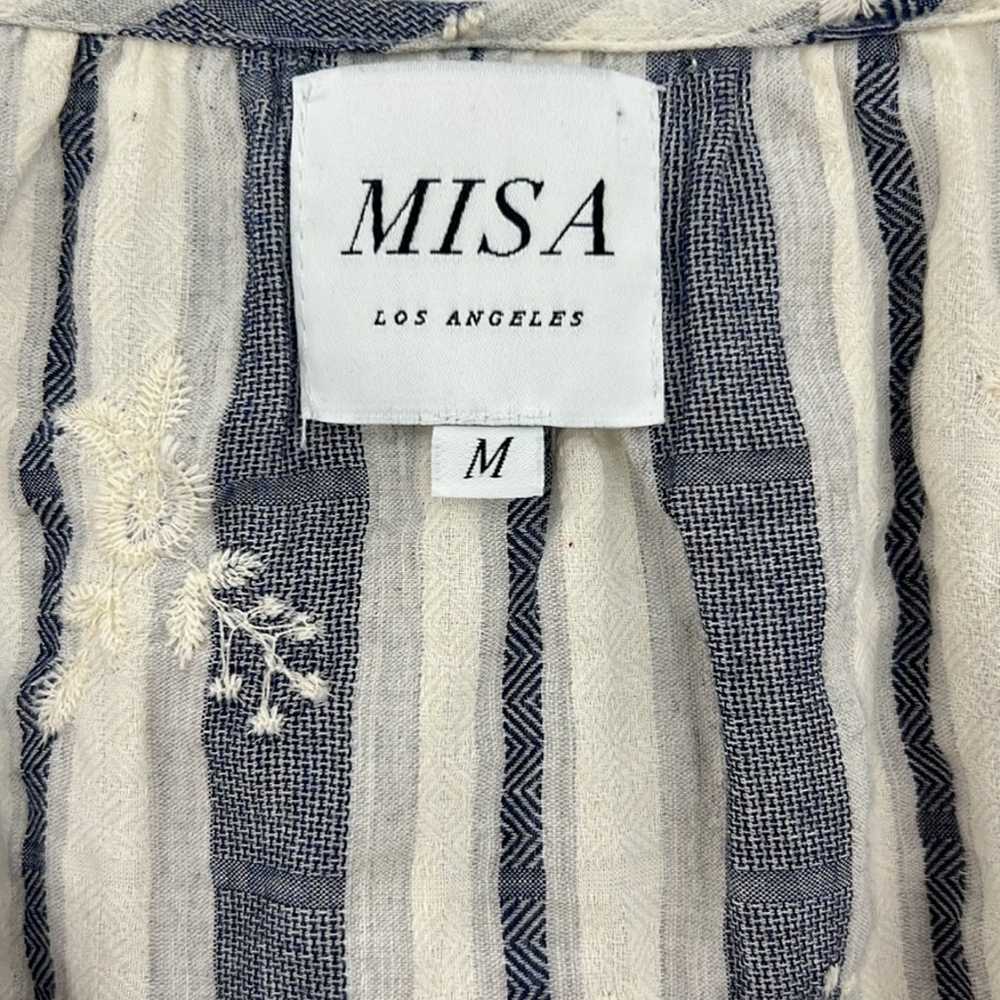 MISA Los Angeles Striped embroidered Peasant Blou… - image 5