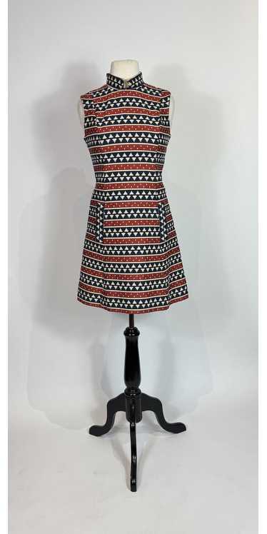 1960s - 1970s Sue Brett Striped Tapestry Mini Dres
