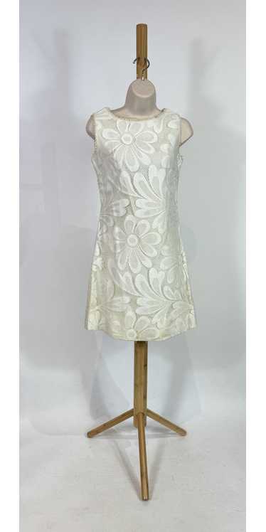 1960s White Floral Lace Mini Shift Dress