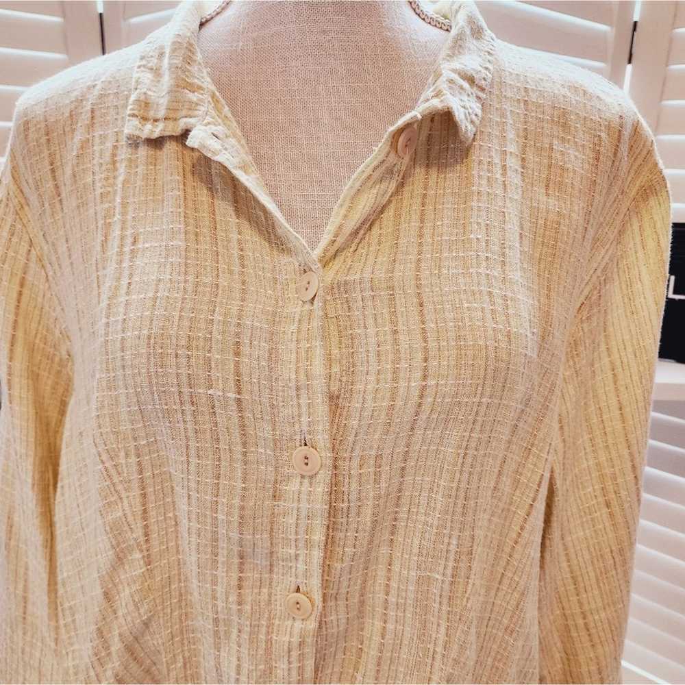 FLAX LINEN YELLOW LONG SLEEVE BUTTON DOWN SIZE MED - image 4