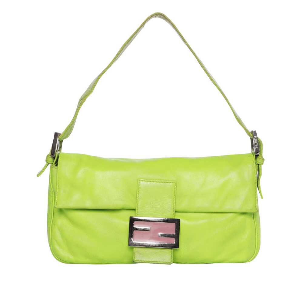 Vintage Fendi Lime Green Leather Shoulder Bag - image 1