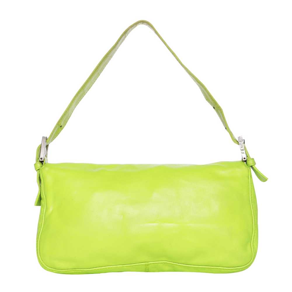 Vintage Fendi Lime Green Leather Shoulder Bag - image 3
