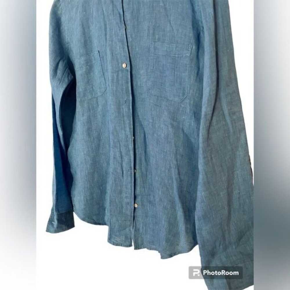 Lilly Pulitzer Blue Linen Shirt Blouse Women's Si… - image 4