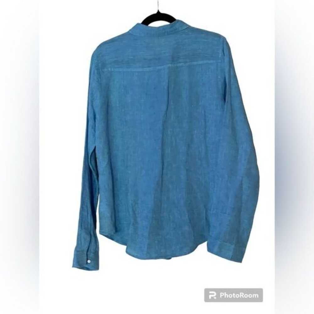 Lilly Pulitzer Blue Linen Shirt Blouse Women's Si… - image 5