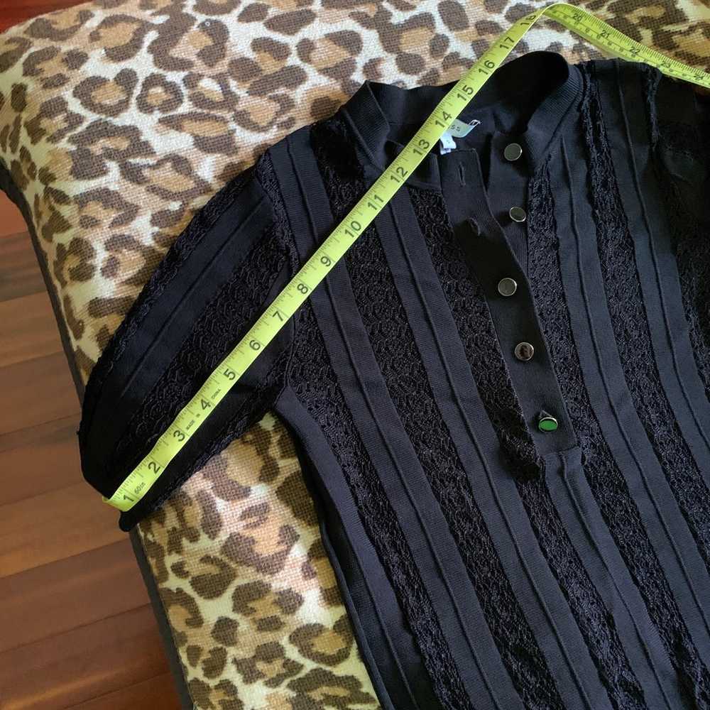 REISS Lana black pointelle sheer knit polo blouse… - image 7