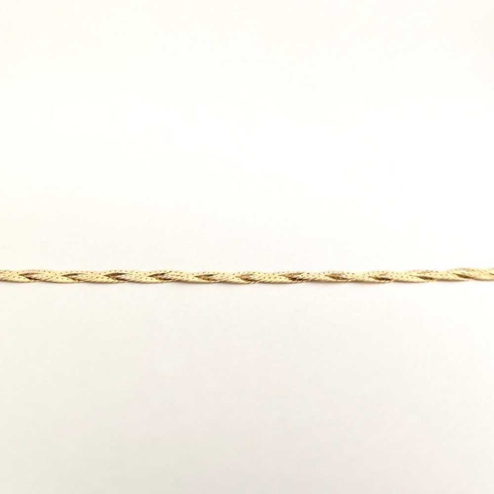 Italian Braided Herringbone Chain Necklace 14K Ye… - image 5