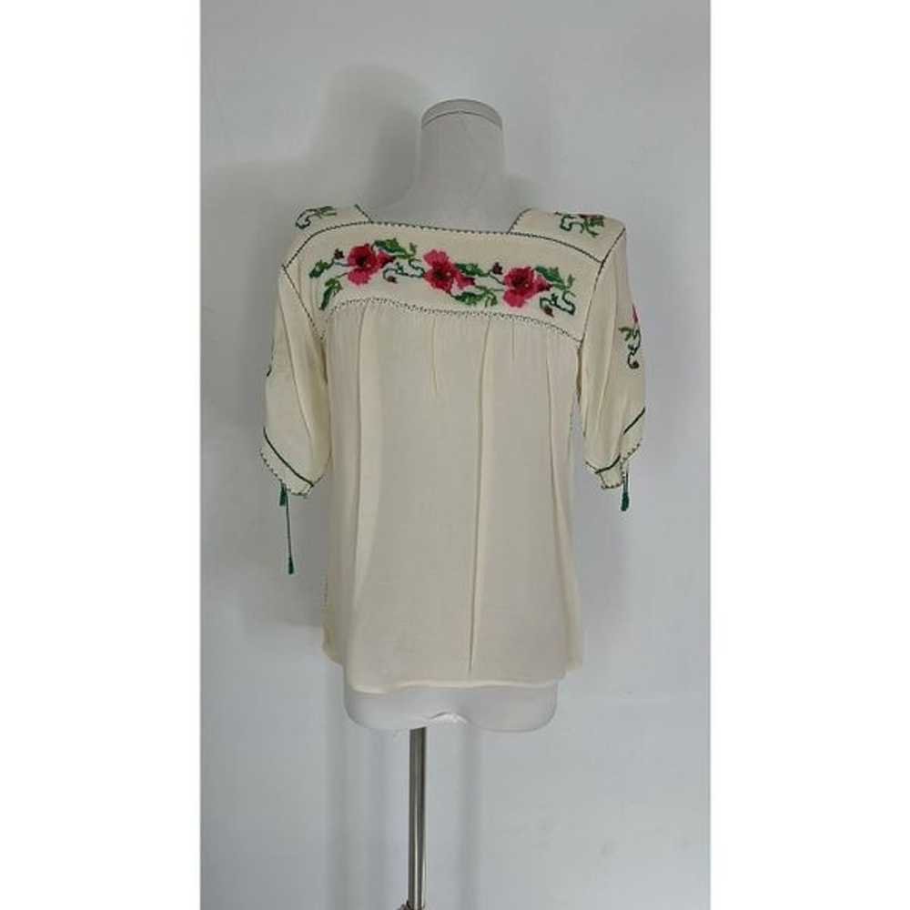 Vintage Embroidered Mexican Folk Blouse - image 2