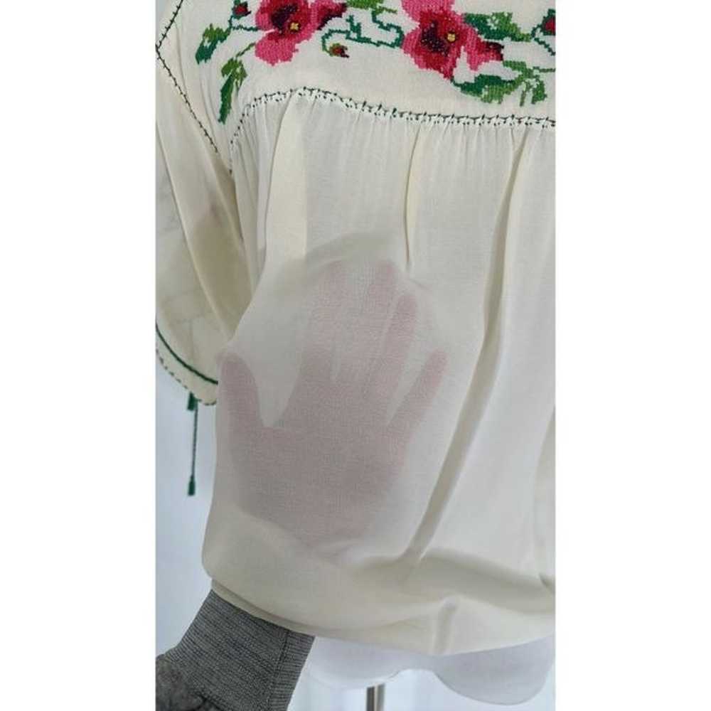Vintage Embroidered Mexican Folk Blouse - image 3
