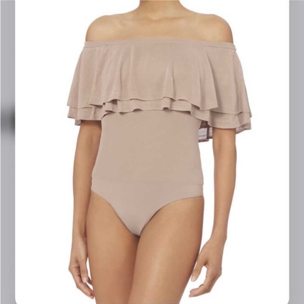 INTERMIX Eves Off Shoulder Bodysuit in Nude - image 4