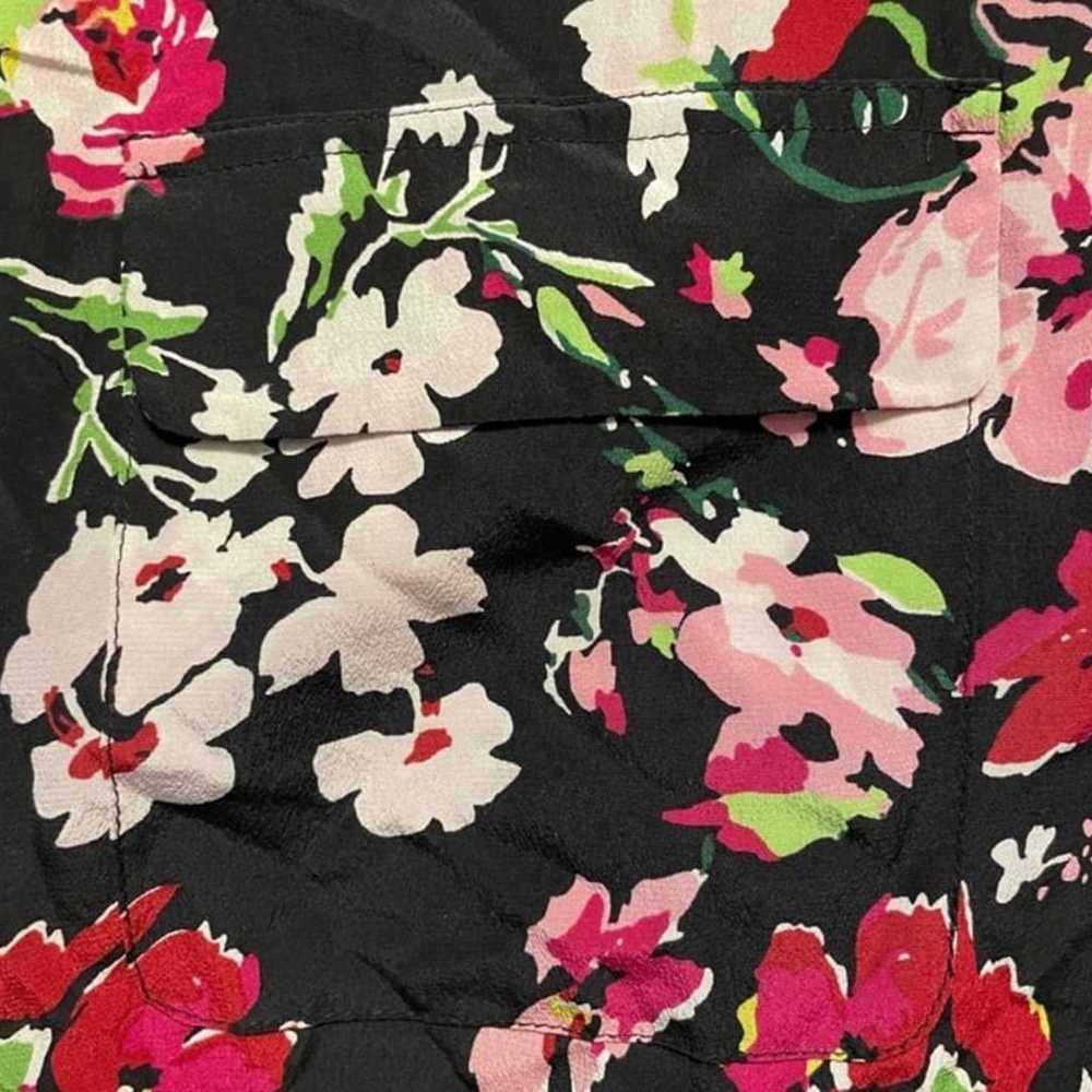 Equipment Small Black Pink White Floral Top Butto… - image 7