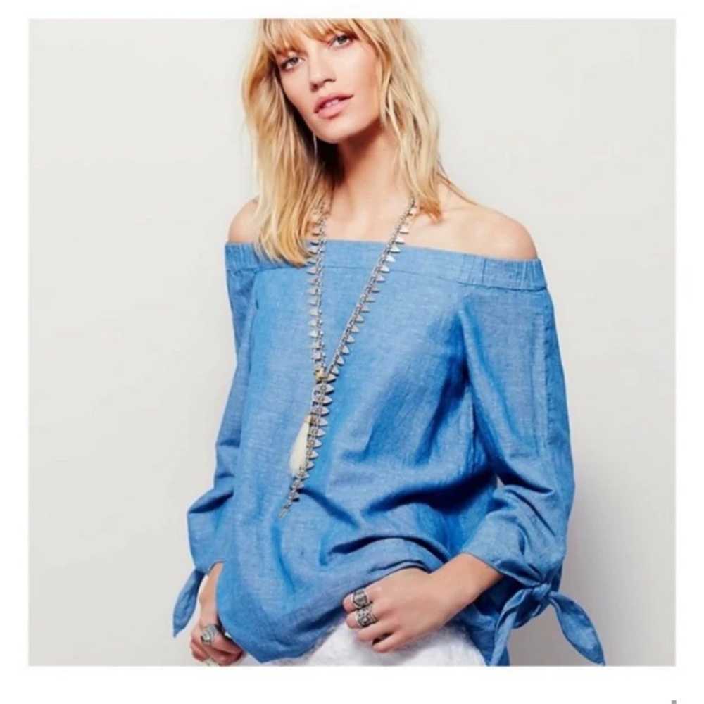 FREE PEOPLE CHAMBRAY TOP LARGE - image 5