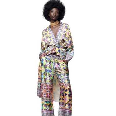 Zara Belted Printed Kimono & Pant Set Size Small - image 1
