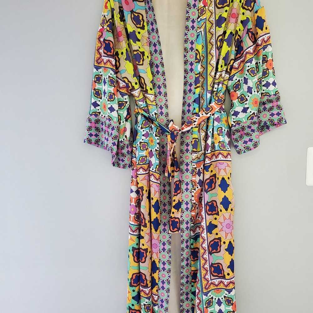 Zara Belted Printed Kimono & Pant Set Size Small - image 4