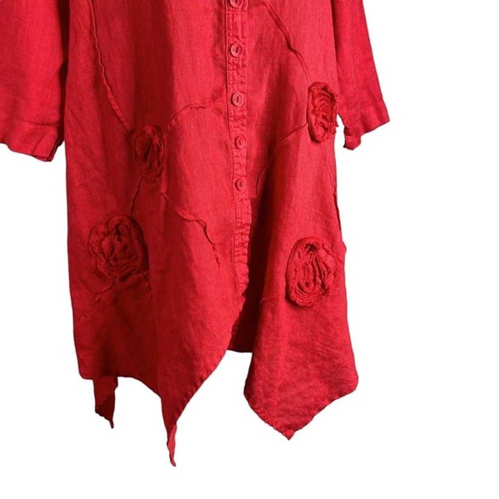 Cheyenne asymmetrical hem red linen tunic women’s… - image 3