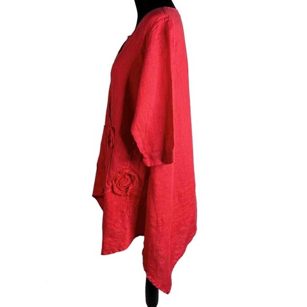 Cheyenne asymmetrical hem red linen tunic women’s… - image 4