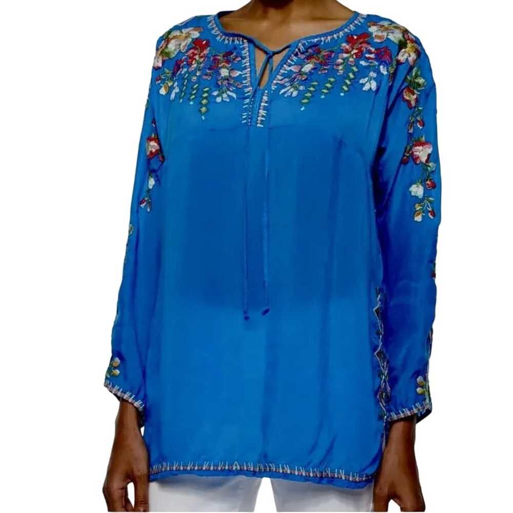 Johnny Was Tunic Top Size XS Vanessa Blouse Blue … - image 1