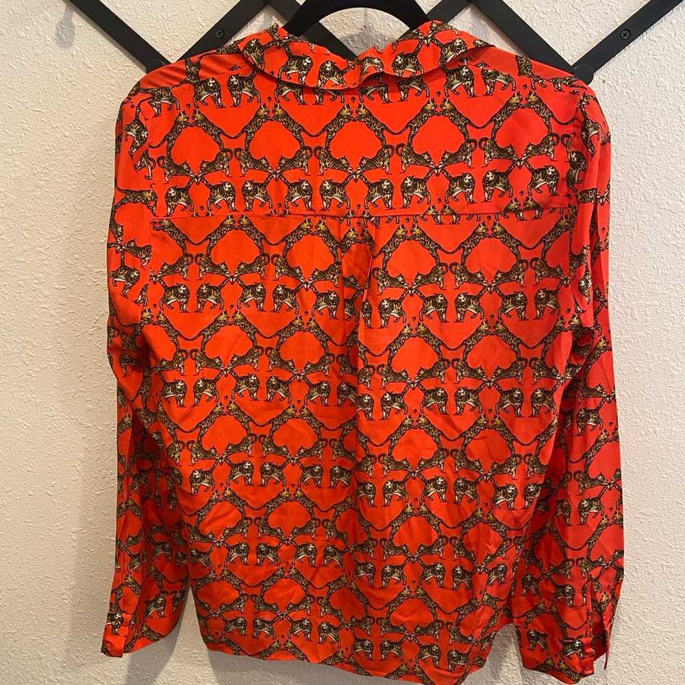 ALICE + OLIVIA Willa Placket silk Top size medium - image 10