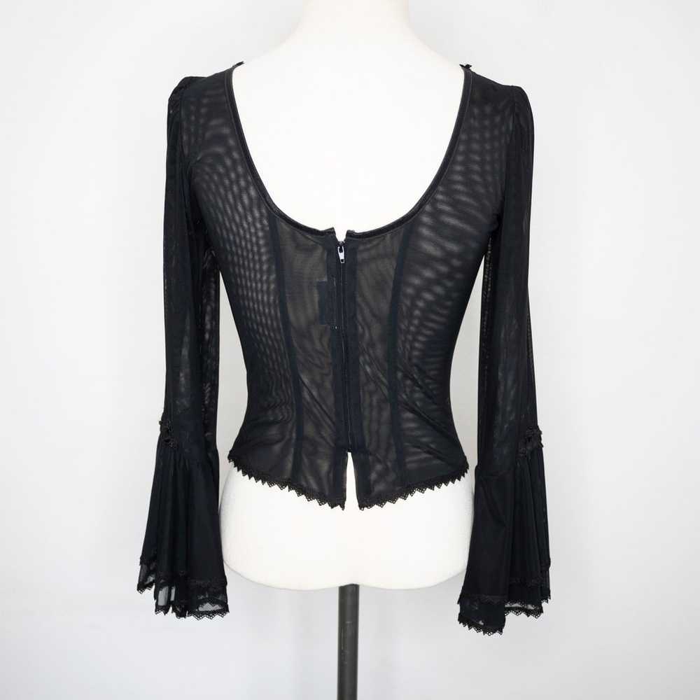 Flora Nikrooz Vintage Mesh Corset Black Crochet B… - image 2