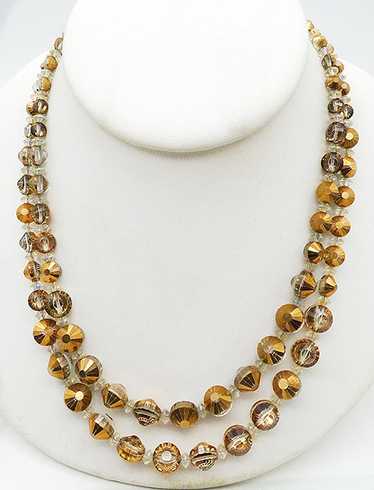 Hobé Gold Arum Crystal Bead Necklace - image 1