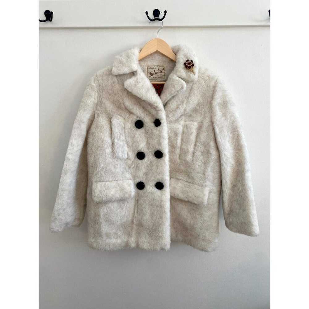 VTG NOS Debutogs Ivory Faux Fur Short Winter Coat… - image 2
