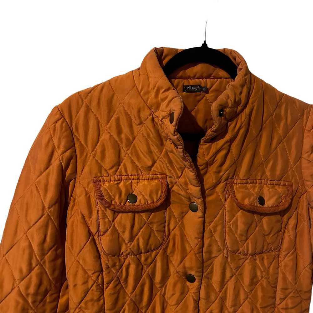 J. McLaughlin Burnt Orange Quilted 100% Silk Snap… - image 2
