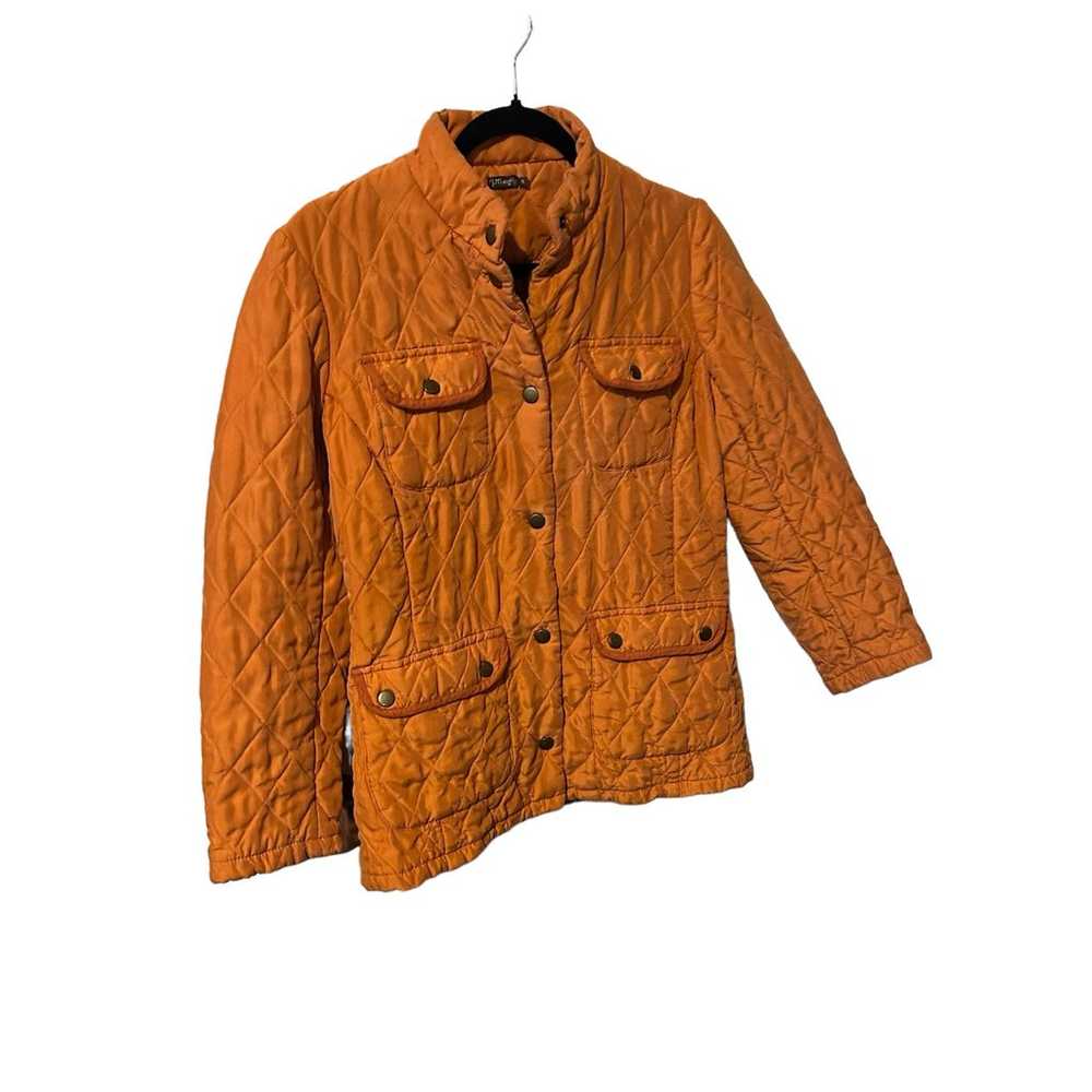 J. McLaughlin Burnt Orange Quilted 100% Silk Snap… - image 3
