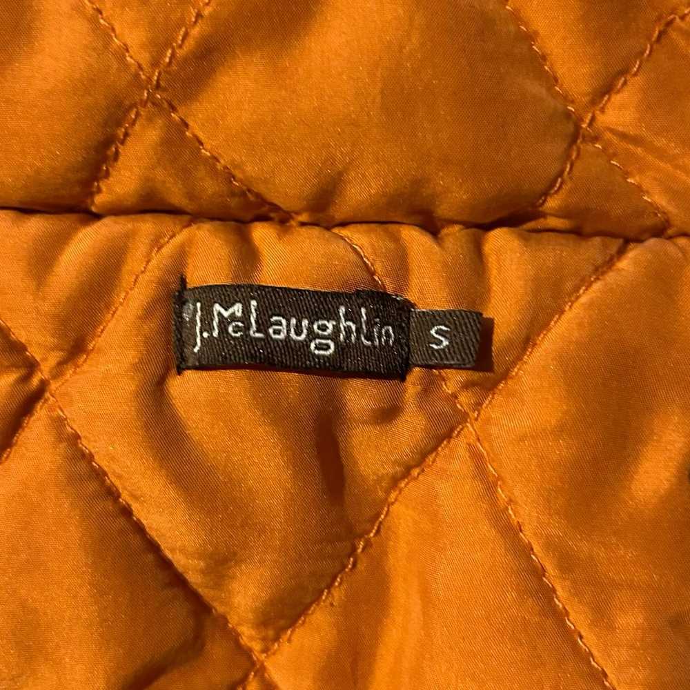 J. McLaughlin Burnt Orange Quilted 100% Silk Snap… - image 5