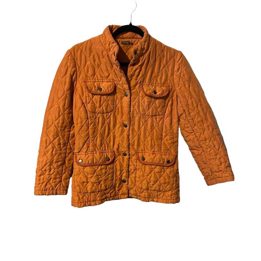 J. McLaughlin Burnt Orange Quilted 100% Silk Snap… - image 7