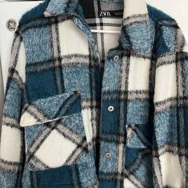 Zara plaid fleece overshirt jacket - image 1
