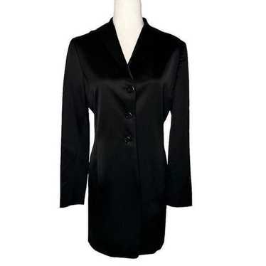 Tahari Black Wool Satin Long Formal Dress Coat Bl… - image 1