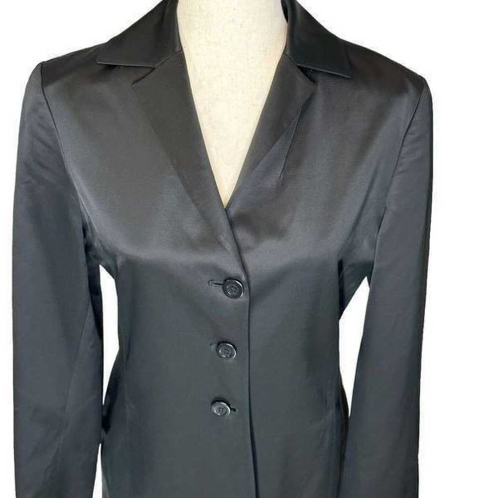Tahari Black Wool Satin Long Formal Dress Coat Bl… - image 2