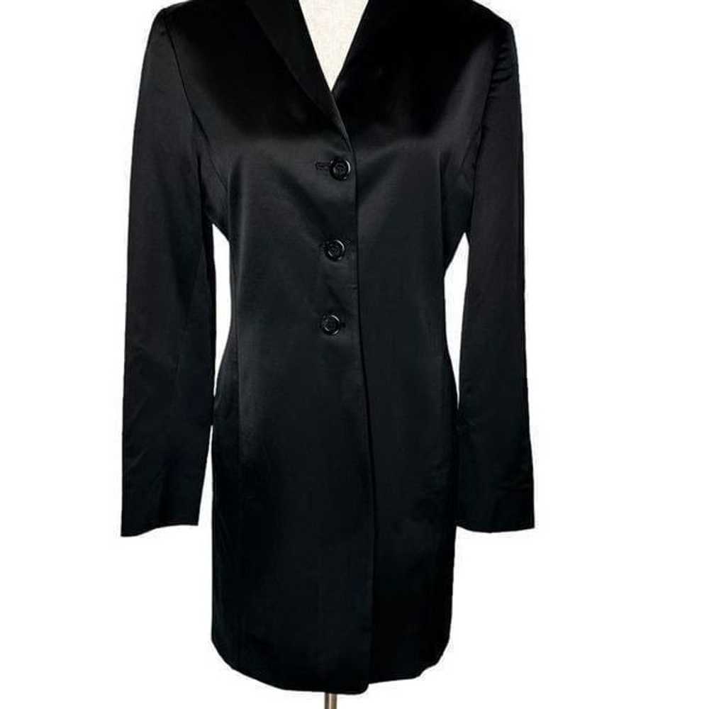 Tahari Black Wool Satin Long Formal Dress Coat Bl… - image 3