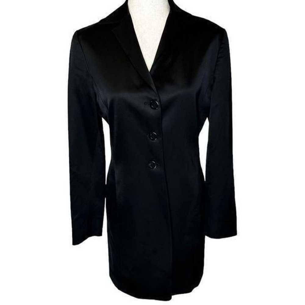 Tahari Black Wool Satin Long Formal Dress Coat Bl… - image 5