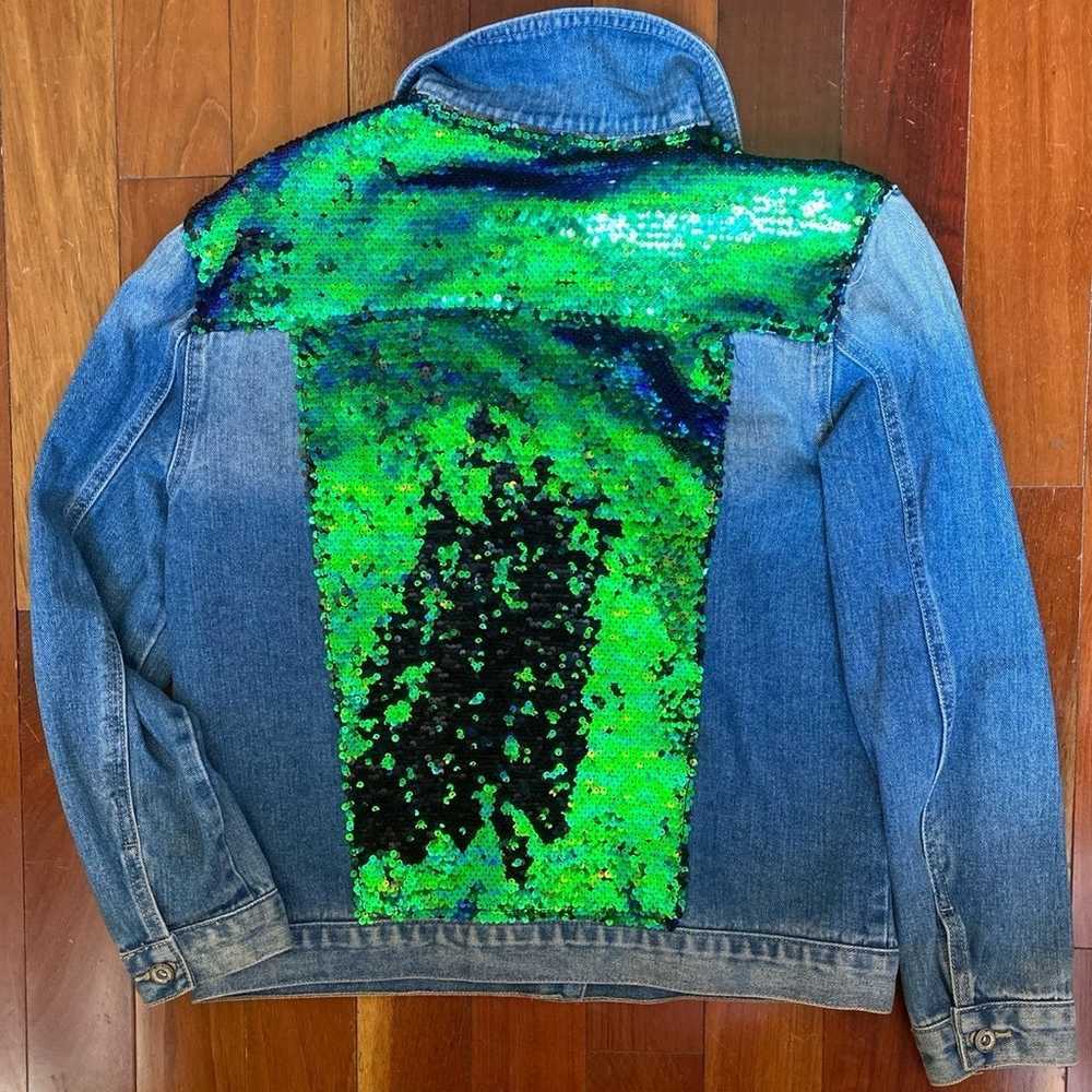 Flip Sequin Jacket Woman Denim Size Large - image 3