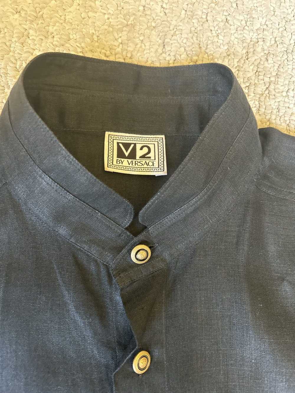 Versace Versace Linen Black Button Down - image 3