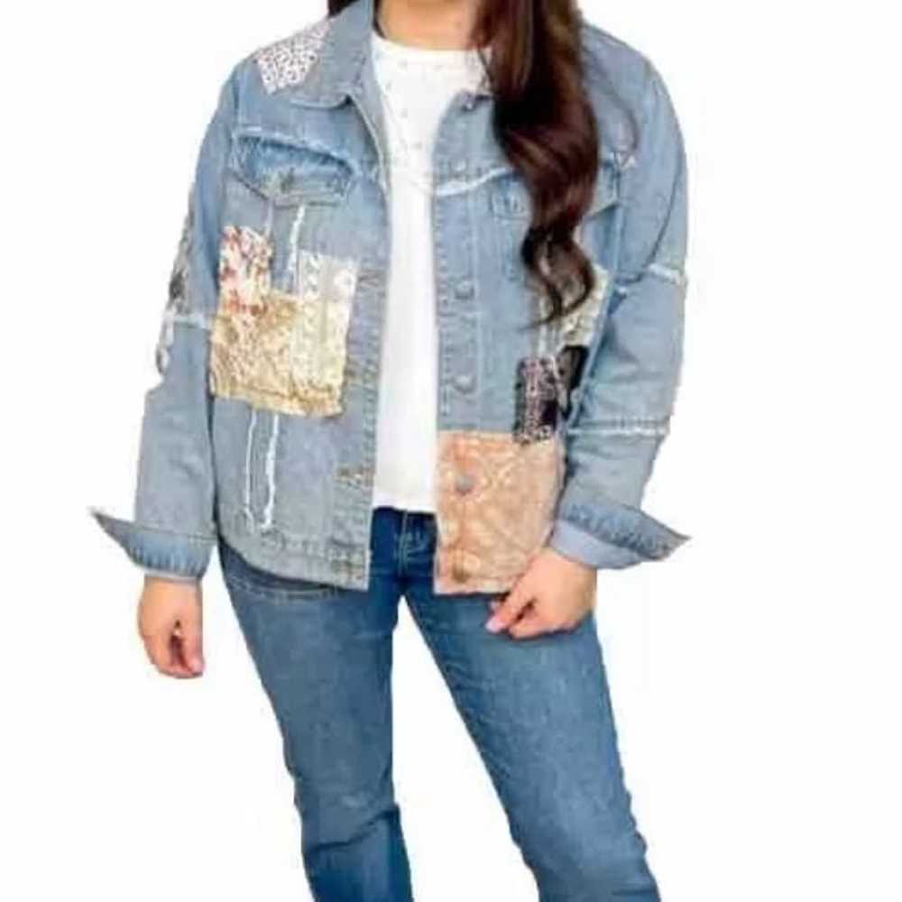 POL Patchwork Jean Jacket - Size Large - image 3