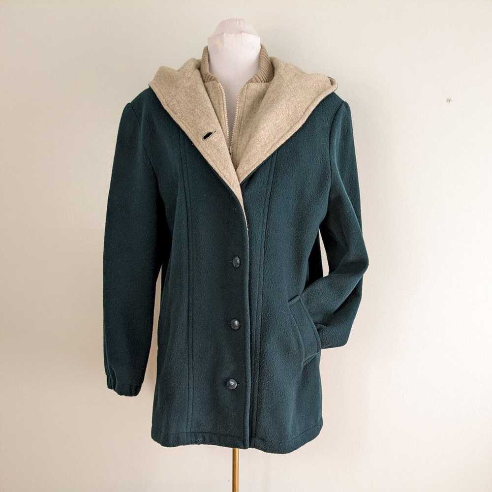 Vintage 90s Hooded Bib Jacket Coat Herman Kay Gre… - image 1