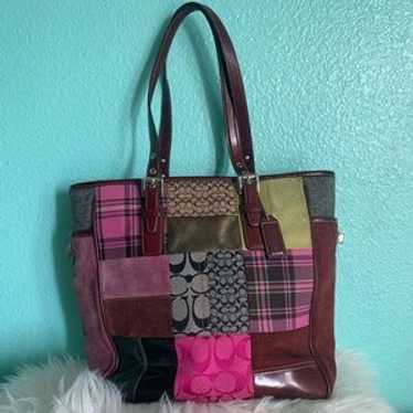 バッグ 2018 Coach Patchwork Turnrock Tote Bag Coach 2018 Patchwork Turnlock Tote Bag A4 Large Vintage Used