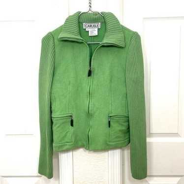 Vintage Y2K Carlisle Wool Coat Green Knit Sweater… - image 1