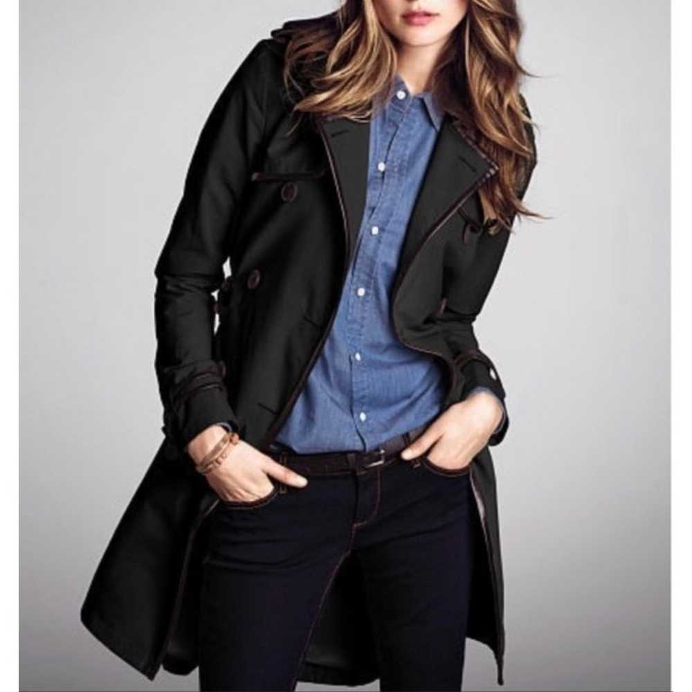 Victoria's Secret Black Trench Coat Faux Leather … - image 2