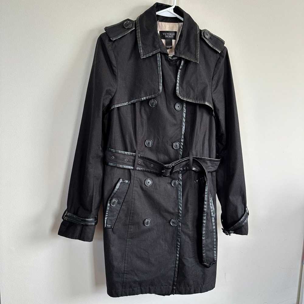 Victoria's Secret Black Trench Coat Faux Leather … - image 6