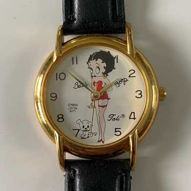 Other Ladies Betty Boop 1989 Gold Tone Leather Wa… - image 1
