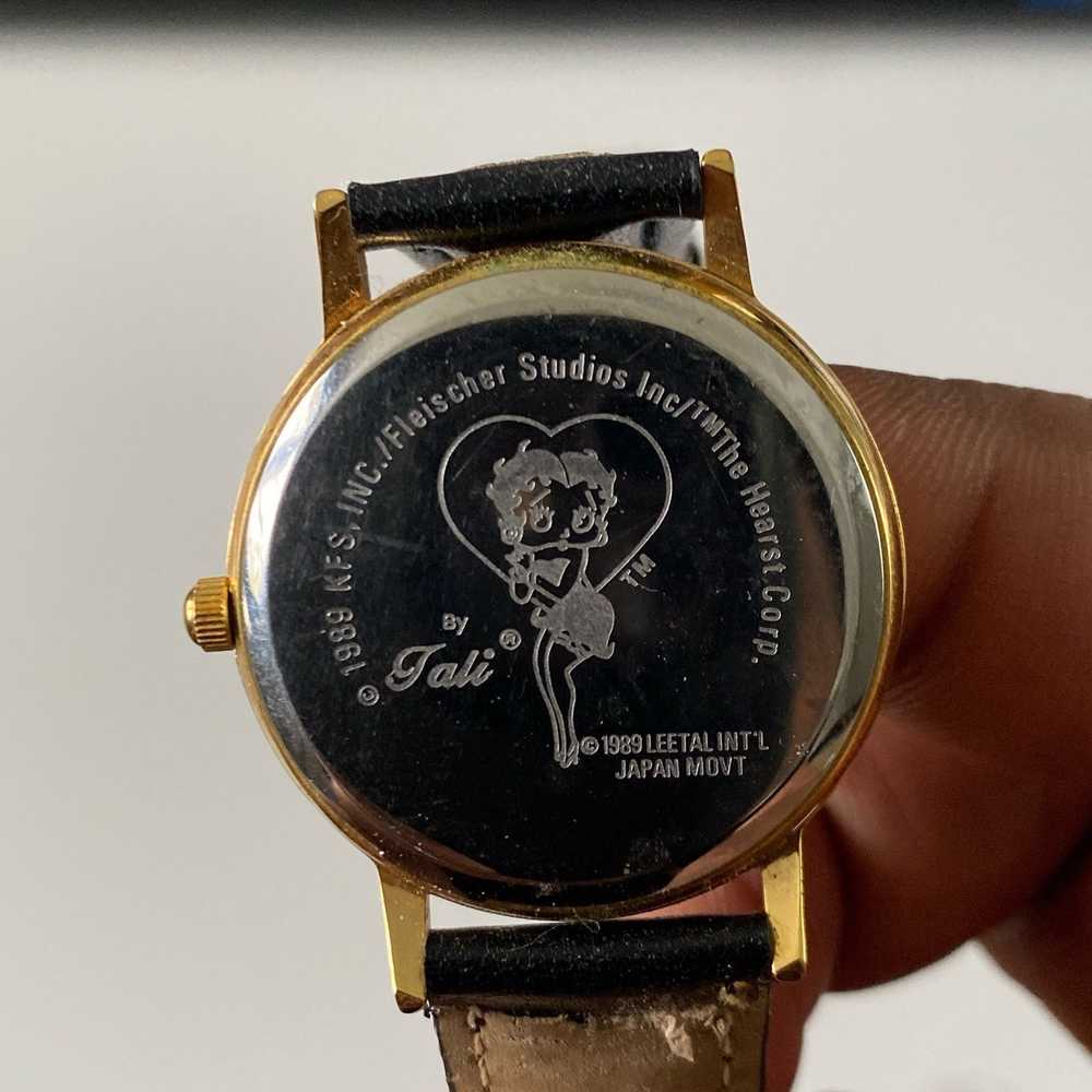 Other Ladies Betty Boop 1989 Gold Tone Leather Wa… - image 2