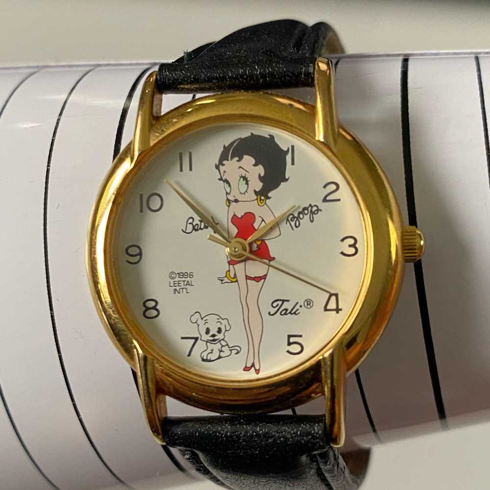 Other Ladies Betty Boop 1989 Gold Tone Leather Wa… - image 3